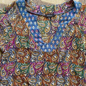 Tolani Silk Boho India Block Print Silk Dress